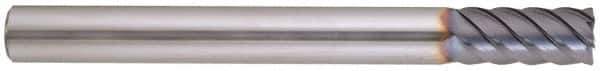 Niagara Cutter - 1/4", 5/8" LOC, 1/4" Shank Diam, 3" OAL, 6 Flute, Solid Carbide Square End Mill - Single End, AlTiN Finish, Spiral Flute, 45° Helix, Centercutting, Right Hand Cut, Right Hand Flute, Series MZ645 - USA Tool & Supply