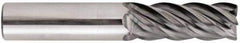 Niagara Cutter - 3/8", 7/8" LOC, 3/8" Shank Diam, 2-1/2" OAL, 5 Flute, Solid Carbide Square End Mill - Single End, AlCrN Finish, Spiral Flute, Variable° Helix, Centercutting, Right Hand Cut, Right Hand Flute, Series STS540 - USA Tool & Supply