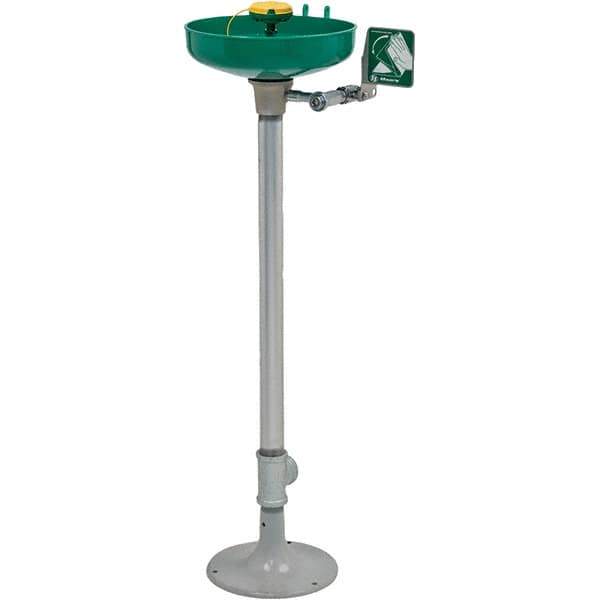 Haws - 15" Wide x 38" High, Pedestal Mount, Plastic Bowl, Eye & Face Wash Station - 11" Inlet, 3.7 GPM Flow Rate - USA Tool & Supply