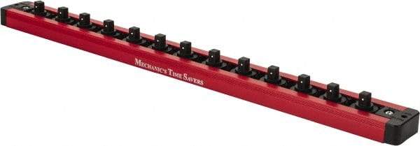 Value Collection - 13 Piece Capacity Magnetic Locking Socket Holder - 1/4" Drive, Red - USA Tool & Supply