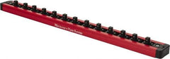 Value Collection - 13 Piece Capacity Magnetic Locking Socket Holder - 1/4" Drive, Red - USA Tool & Supply