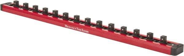 Value Collection - 12 Piece Capacity Magnetic Locking Socket Holder - 3/8" Drive, Red - USA Tool & Supply