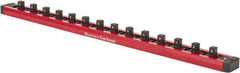 Value Collection - 12 Piece Capacity Magnetic Locking Socket Holder - 3/8" Drive, Red - USA Tool & Supply