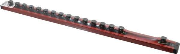 Value Collection - 16 Piece Capacity Magnetic Locking Socket Holder - 1/2" Drive, Red - USA Tool & Supply