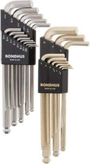 Bondhus - 22 Piece L-Key Combo Hex Key Set - Hex Range 0.05 to 3/8" - USA Tool & Supply