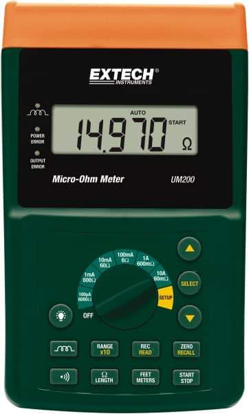 Extech - Digital LCD Display, 600 Megohm Electrical Insulation Resistance Tester & Megohmmeter - Powered by 11.1V Battery & Rechargeable Li-Polymer Battery - USA Tool & Supply