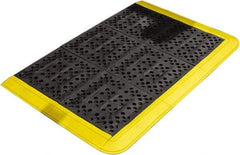 Wearwell - Dry/Wet Environment, Anti-Fatigue Matting - Black & Yellow, Vinyl with Vinyl Base, Beveled - USA Tool & Supply