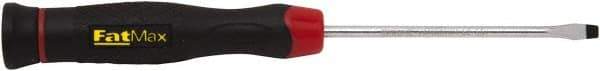 Stanley - 160mm OAL Standard Slotted Screwdriver - 75mm Blade Length, Round Shank, Ergonomic Handle - USA Tool & Supply