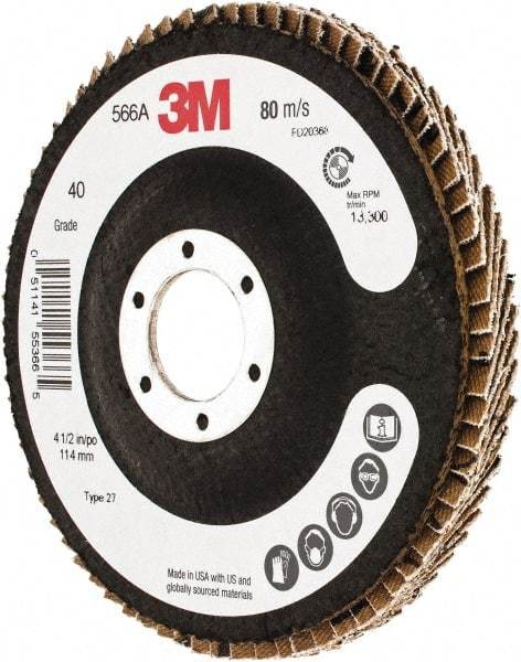 3M - Flap Disc - Cloth Backing, Arbor Attaching System - USA Tool & Supply