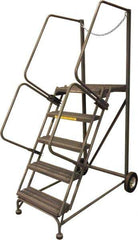 Ballymore - 80" 5 Step Rolling Warehouse Ladder - Truck & Dock Access, 450 Lb Capacity, 50" Platform Height, 32" Base Width x 60" Base Depth, Serrated - USA Tool & Supply