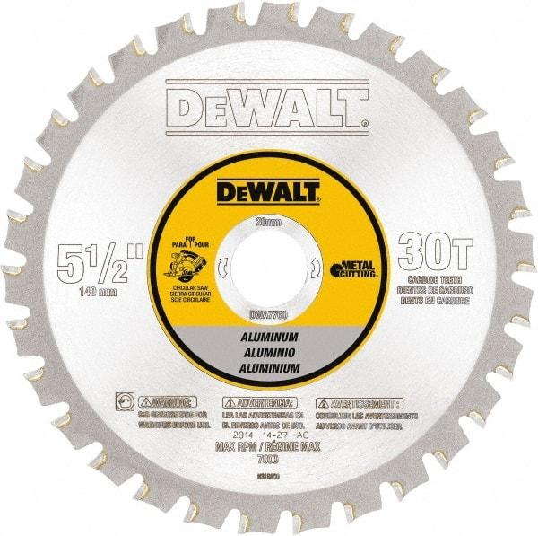 DeWALT - 5-1/2" Diam, 25/32" Arbor Hole Diam, 30 Tooth Wet & Dry Cut Saw Blade - Steel, Crosscutting Action, Standard Round Arbor - USA Tool & Supply