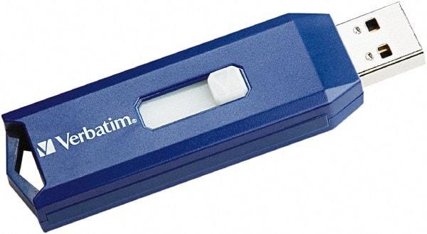 Verbatim - 8GB Blue Flash Drive - Use with Windows 2000, Windows XP, Vista, Windows 7, Mac OS 9.x or higher, Linux Kernel 2.6x or higher - USA Tool & Supply