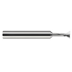 Dovetail Cutters - 0.5000″ (1/2″) Cutter Diameter × 0.0100″ Radius × 0.2500″ (1/4″) Neck Length × 60° included Carbide Dovetail Cutter, 3 Flutes - Exact Industrial Supply