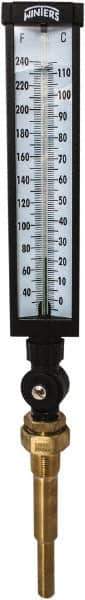 Winters - 30 to 240°F, Industrial Thermometer with Standard Thermowell - 5 Inch Immersion Length, 6 Inch Stem Length, 20 Inch Long, 3/4 Inch Thread - USA Tool & Supply