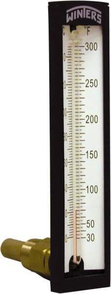 Winters - 30 to 300°F, Industrial Thermometer with Standard Thermowell - 2 Inch Immersion Length, 1-7/8 Inch Stem Length, 6 Inch Long, 1/2 Inch Thread - USA Tool & Supply