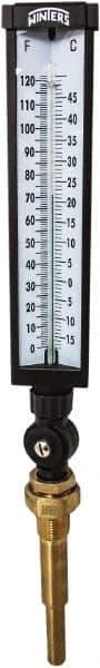 Winters - -15 to 120°F, Industrial Thermometer with Standard Thermowell - 5 Inch Immersion Length, 6 Inch Stem Length, 20 Inch Long, 3/4 Inch Thread - USA Tool & Supply