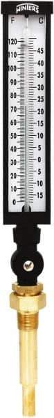 Winters - -15 to 120°F, Industrial Thermometer with Standard Thermowell - 5 Inch Immersion Length, 6 Inch Stem Length, 20 Inch Long, 3/4 Inch Thread - USA Tool & Supply