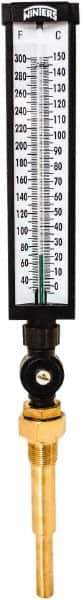 Winters - 30 to 300°F, Industrial Thermometer with Standard Thermowell - 5 Inch Immersion Length, 6 Inch Stem Length, 20 Inch Long, 3/4 Inch Thread - USA Tool & Supply