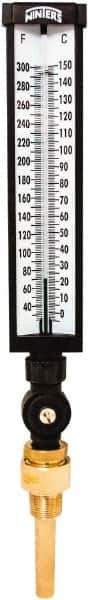 Winters - 30 to 300°F, Industrial Thermometer with Standard Thermowell - 3 Inch Immersion Length, 3-1/2 Inch Stem Length, 17 Inch Long, 3/4 Inch Thread - USA Tool & Supply