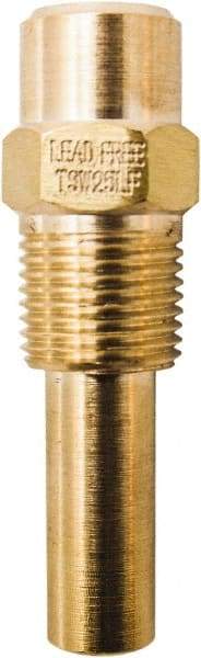 Winters - 2 Inch Overall Length, 1/2 Inch Thread, Brass Thermowell - 1.4 Inch Insertion Length - USA Tool & Supply