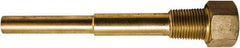 Winters - 7-1/2 Inch Overall Length, 1/2 Inch Thread, Brass Thermowell - 4-1/2 Inch Insertion Length - USA Tool & Supply