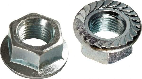 Monroe Engineering Products - 5/16-18 Grade 8 Steel Hex Flange Lock Nut - 1/2" Width Across Flats, 5/16" High, Zinc-Plated Finish - USA Tool & Supply