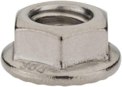 Monroe Engineering Products - 3/8-16 304 Steel Hex Flange Lock Nut - 9/16" Width Across Flats, 3/8" High - USA Tool & Supply