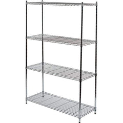 Quantum Storage - 4 Shelf Wire Shelving Unit - 48" Wide x 18" Deep x 72" High, - USA Tool & Supply