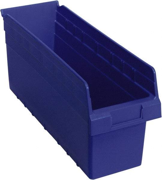 Quantum Storage - 17-7/8" Deep, Blue Polypropylene Hopper Shelf Bin - 8" High x 6-5/8" Wide x 17-7/8" Long - USA Tool & Supply