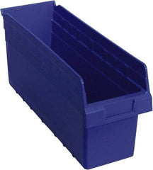 Quantum Storage - 17-7/8" Deep, Blue Polypropylene Hopper Shelf Bin - 8" High x 6-5/8" Wide x 17-7/8" Long - USA Tool & Supply