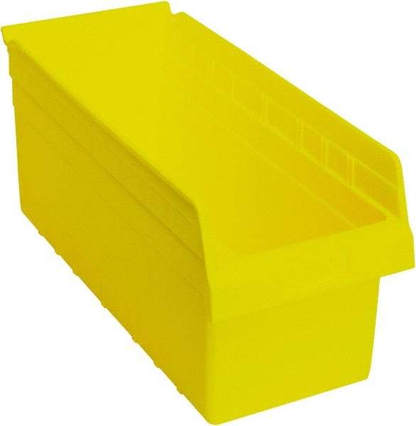 Quantum Storage - 17-7/8" Deep, Yellow Polypropylene Hopper Shelf Bin - 8" High x 8-3/8" Wide x 17-7/8" Long - USA Tool & Supply