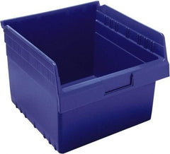 Quantum Storage - 11-5/8" Deep, Blue Polypropylene Hopper Shelf Bin - 8" High x 11-1/8" Wide x 11-5/8" Long - USA Tool & Supply