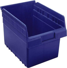 Quantum Storage - 11-5/8" Deep, Blue Polypropylene Hopper Shelf Bin - 8" High x 8-3/8" Wide x 11-5/8" Long - USA Tool & Supply