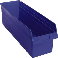 Quantum Storage - 23-5/8" Deep, Blue Polypropylene Hopper Shelf Bin - 8" High x 8-3/8" Wide x 23-5/8" Long - USA Tool & Supply