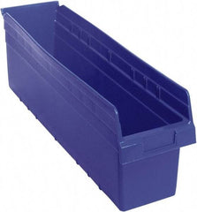 Quantum Storage - 23-5/8" Deep, Blue Polypropylene Hopper Shelf Bin - 8" High x 6-5/8" Wide x 23-5/8" Long - USA Tool & Supply