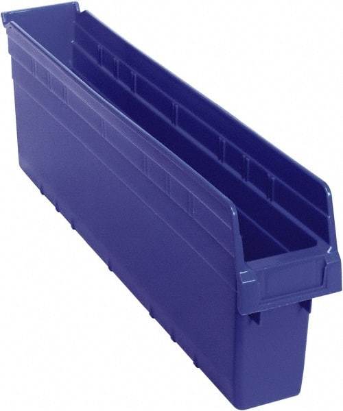 Quantum Storage - 23-5/8" Deep, Blue Polypropylene Hopper Shelf Bin - 8" High x 4-3/8" Wide x 23-5/8" Long - USA Tool & Supply