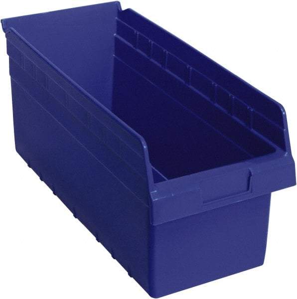 Quantum Storage - 17-7/8" Deep, Blue Polypropylene Hopper Shelf Bin - 8" High x 8-3/8" Wide x 17-7/8" Long - USA Tool & Supply