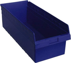 Quantum Storage - 23-5/8" Deep, Blue Polypropylene Hopper Shelf Bin - 8" High x 11-1/8" Wide x 23-5/8" Long - USA Tool & Supply