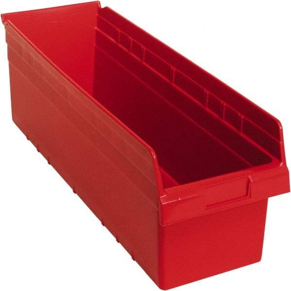 Quantum Storage - 23-5/8" Deep, Red Polypropylene Hopper Shelf Bin - 8" High x 8-3/8" Wide x 23-5/8" Long - USA Tool & Supply