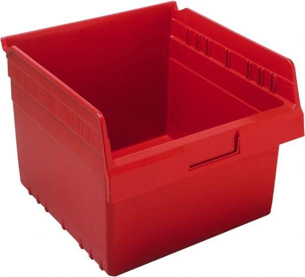 Quantum Storage - 11-5/8" Deep, Red Polypropylene Hopper Shelf Bin - 8" High x 11-1/8" Wide x 11-5/8" Long - USA Tool & Supply