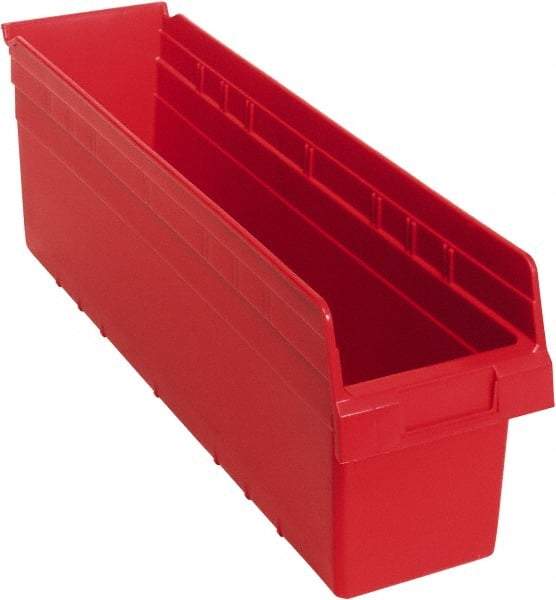 Quantum Storage - 23-5/8" Deep, Red Polypropylene Hopper Shelf Bin - 8" High x 6-5/8" Wide x 23-5/8" Long - USA Tool & Supply