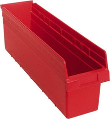 Quantum Storage - 23-5/8" Deep, Red Polypropylene Hopper Shelf Bin - 8" High x 6-5/8" Wide x 23-5/8" Long - USA Tool & Supply