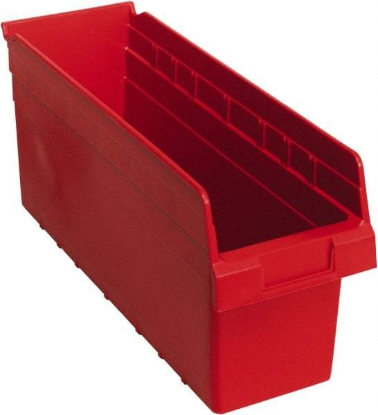 Quantum Storage - 17-7/8" Deep, Red Polypropylene Hopper Shelf Bin - 8" High x 6-5/8" Wide x 17-7/8" Long - USA Tool & Supply