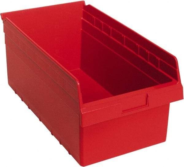 Quantum Storage - 17-7/8" Deep, Red Polypropylene Hopper Shelf Bin - 8" High x 11-1/8" Wide x 17-7/8" Long - USA Tool & Supply