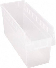 Quantum Storage - 17-7/8" Deep, Clear Polypropylene Hopper Shelf Bin - 8" High x 6-5/8" Wide x 17-7/8" Long - USA Tool & Supply