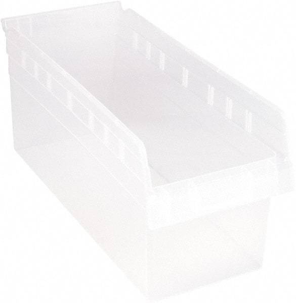 Quantum Storage - 17-7/8" Deep, Clear Polypropylene Hopper Shelf Bin - 8" High x 8-3/8" Wide x 17-7/8" Long - USA Tool & Supply