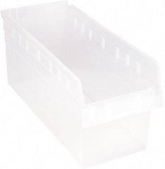 Quantum Storage - 17-7/8" Deep, Clear Polypropylene Hopper Shelf Bin - 8" High x 8-3/8" Wide x 17-7/8" Long - USA Tool & Supply