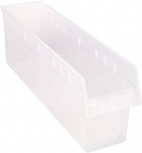 Quantum Storage - 23-5/8" Deep, Clear Polypropylene Hopper Shelf Bin - 8" High x 6-5/8" Wide x 23-5/8" Long - USA Tool & Supply