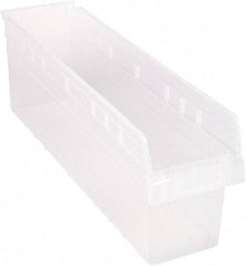 Quantum Storage - 23-5/8" Deep, Clear Polypropylene Hopper Shelf Bin - 8" High x 6-5/8" Wide x 23-5/8" Long - USA Tool & Supply