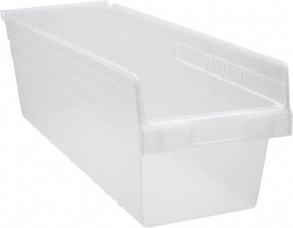 Quantum Storage - 23-5/8" Deep, Clear Polypropylene Hopper Shelf Bin - 8" High x 8-3/8" Wide x 23-5/8" Long - USA Tool & Supply